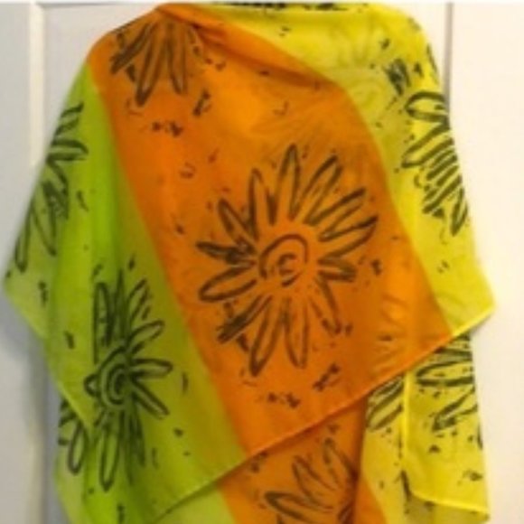 ANNE COLE Large Floral Scarf Wrap Shawl Swimsuit Cover - Picture 1 of 2